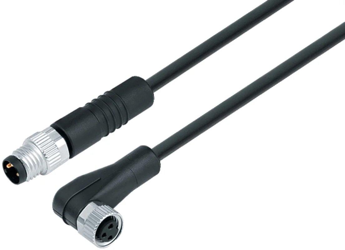 M8 Verbindungsleitung Kabelstecker Winkeldose 4p ungeschirmt IP67 PUR sw 2 m