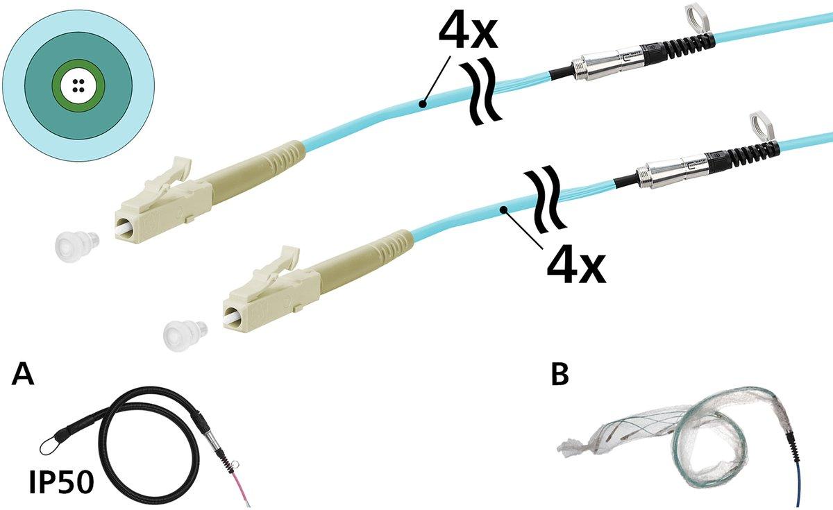 OpDAT VIK Universalkabel 4xOM3 LC-LC 50 m einseitige Einziehhilfe IP50