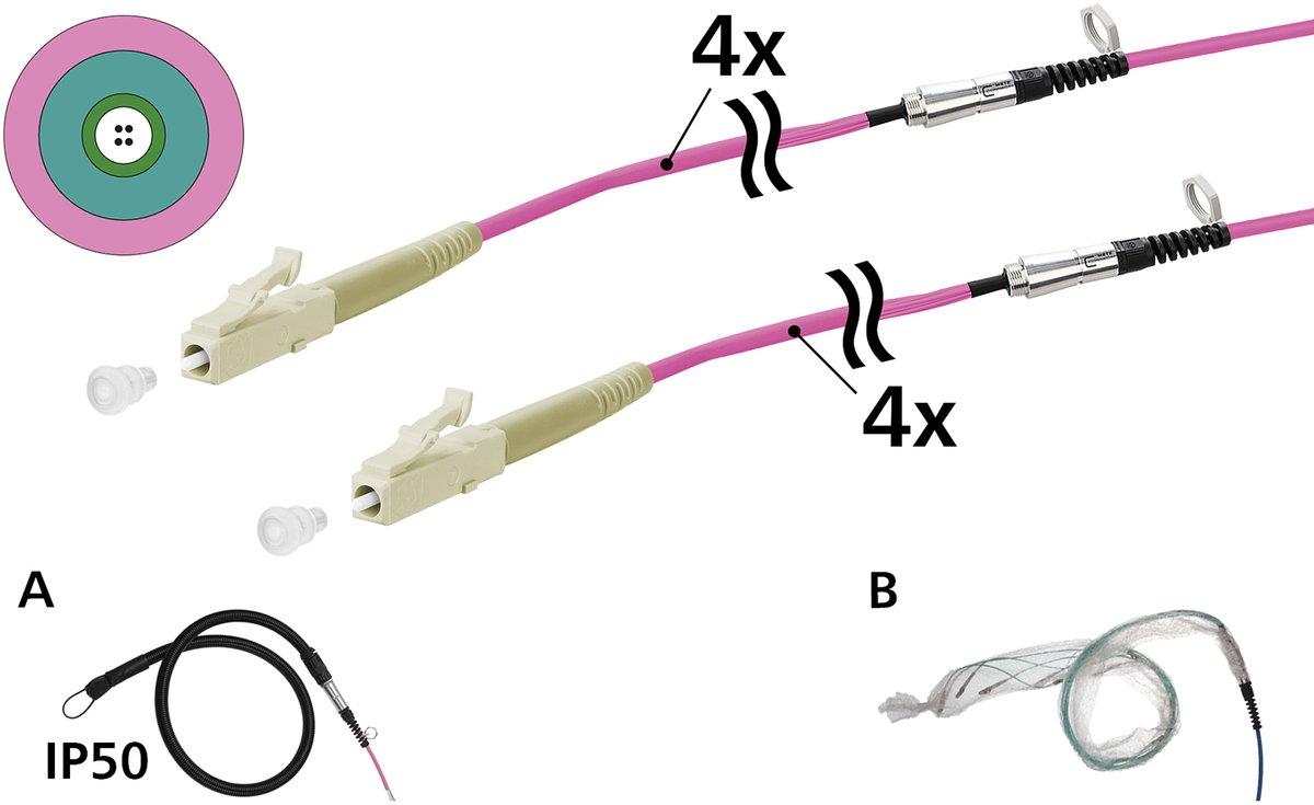 OpDAT VIK Universalkabel 4xOM4 LC-LC 100 m einseitige Einziehhilfe IP50