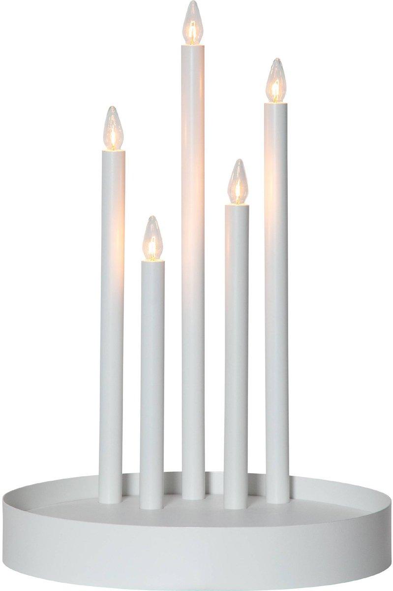 DECO Kerzenständer inklusive 5x3W E10 Stahl Kunststoff weiß Rund