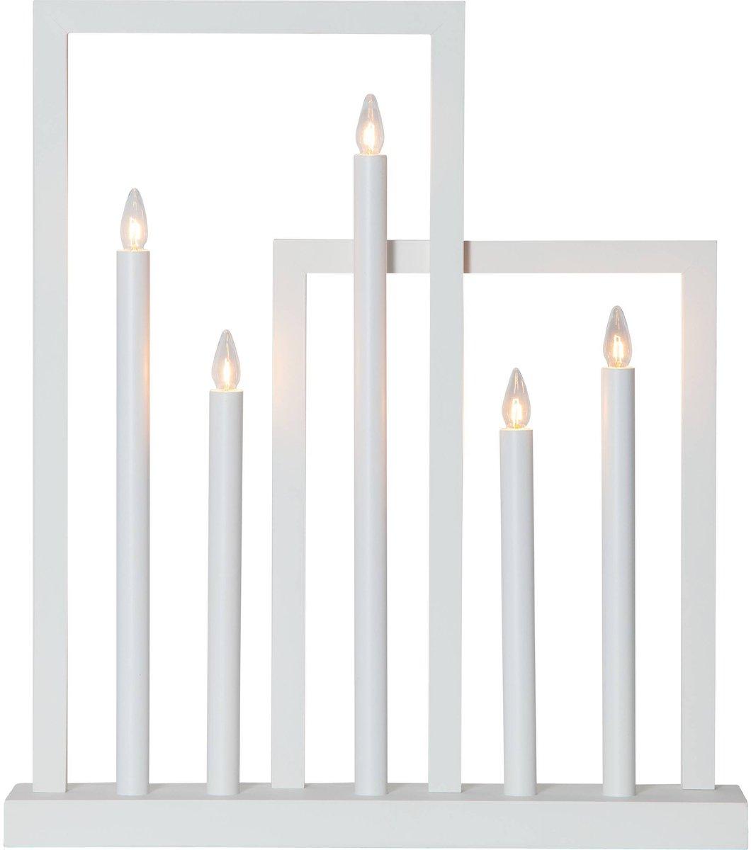 FRAME Kerzenständer inklusive 5x3W E10 Holz Stahl Kunststoff weiß