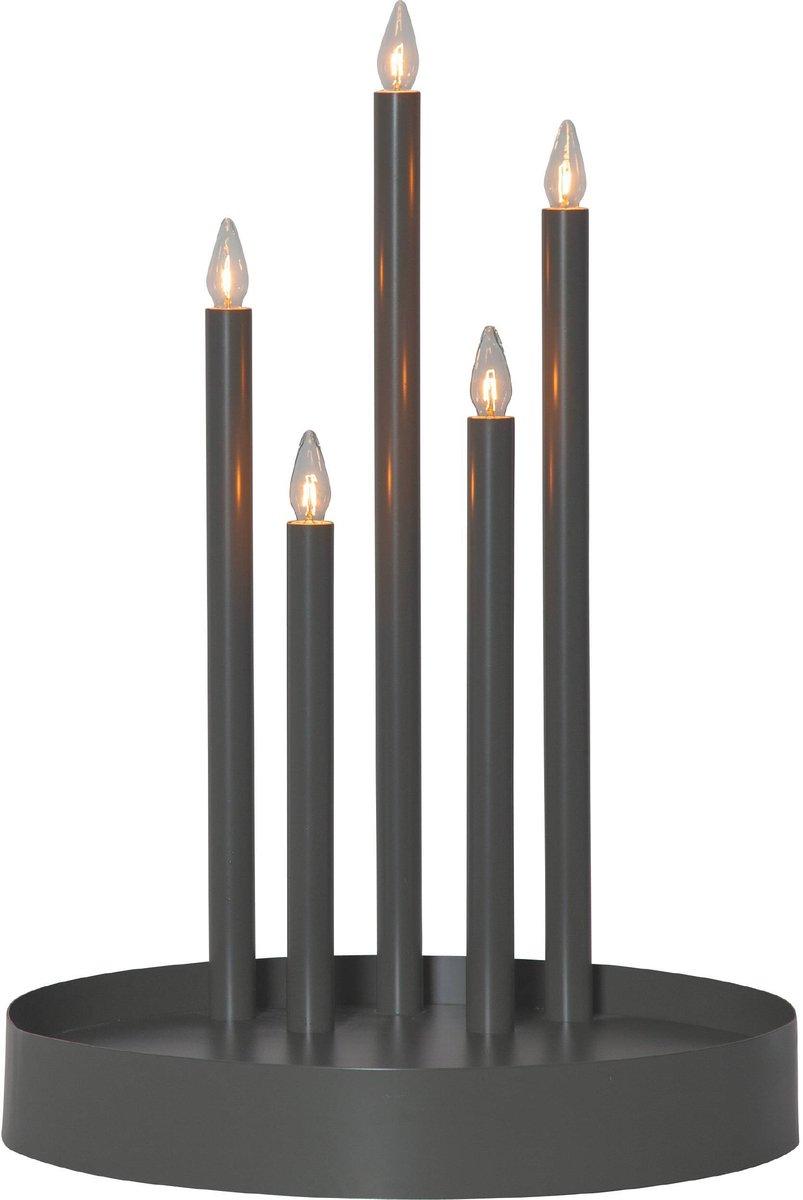DECO Kerzenständer inklusive 5x3W E10 Stahl Kunststoff weiß Grau Rund