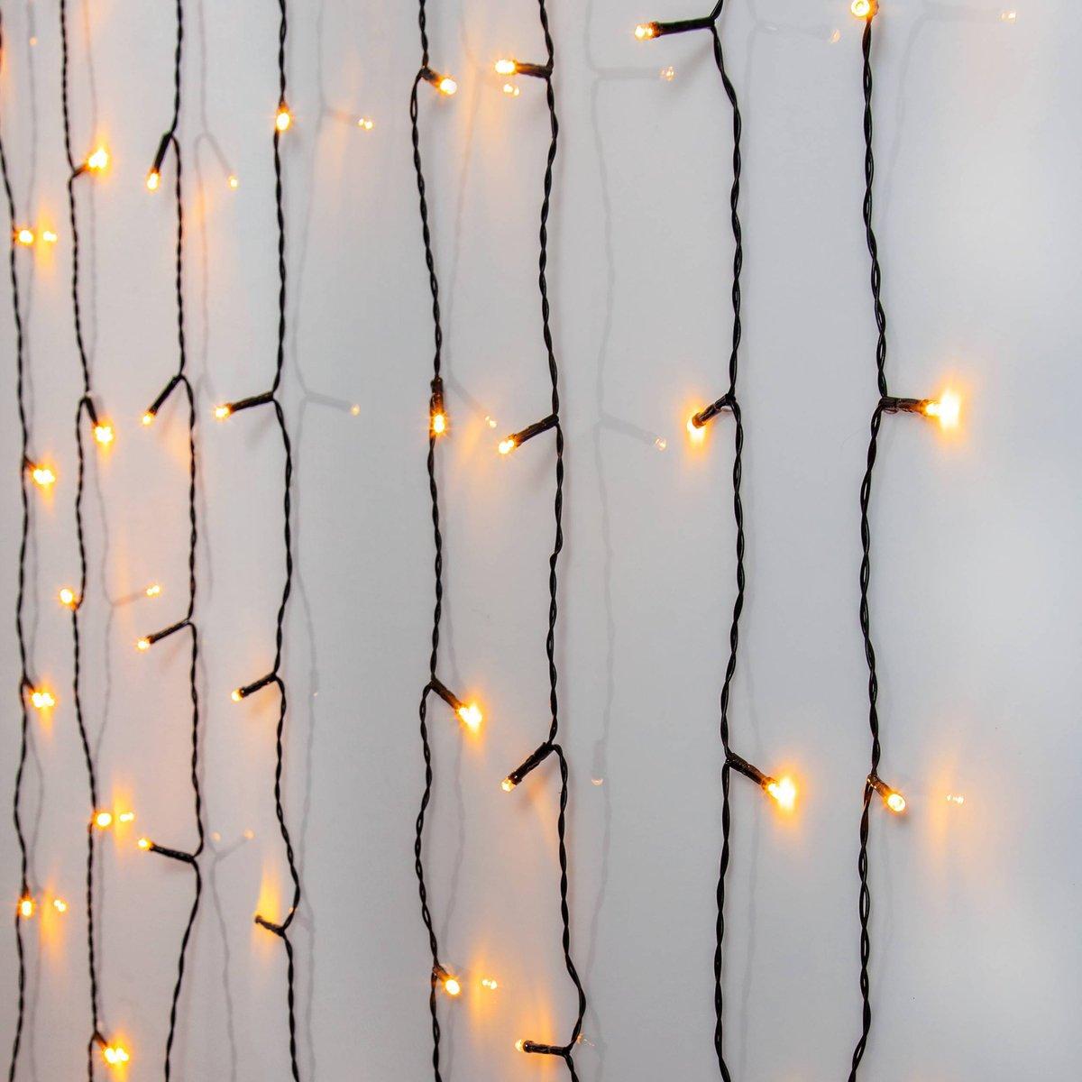 GOLDEN WARM WHITE LED-Lichtervorhang 80 1300x5x1300 Schwarz Transparent