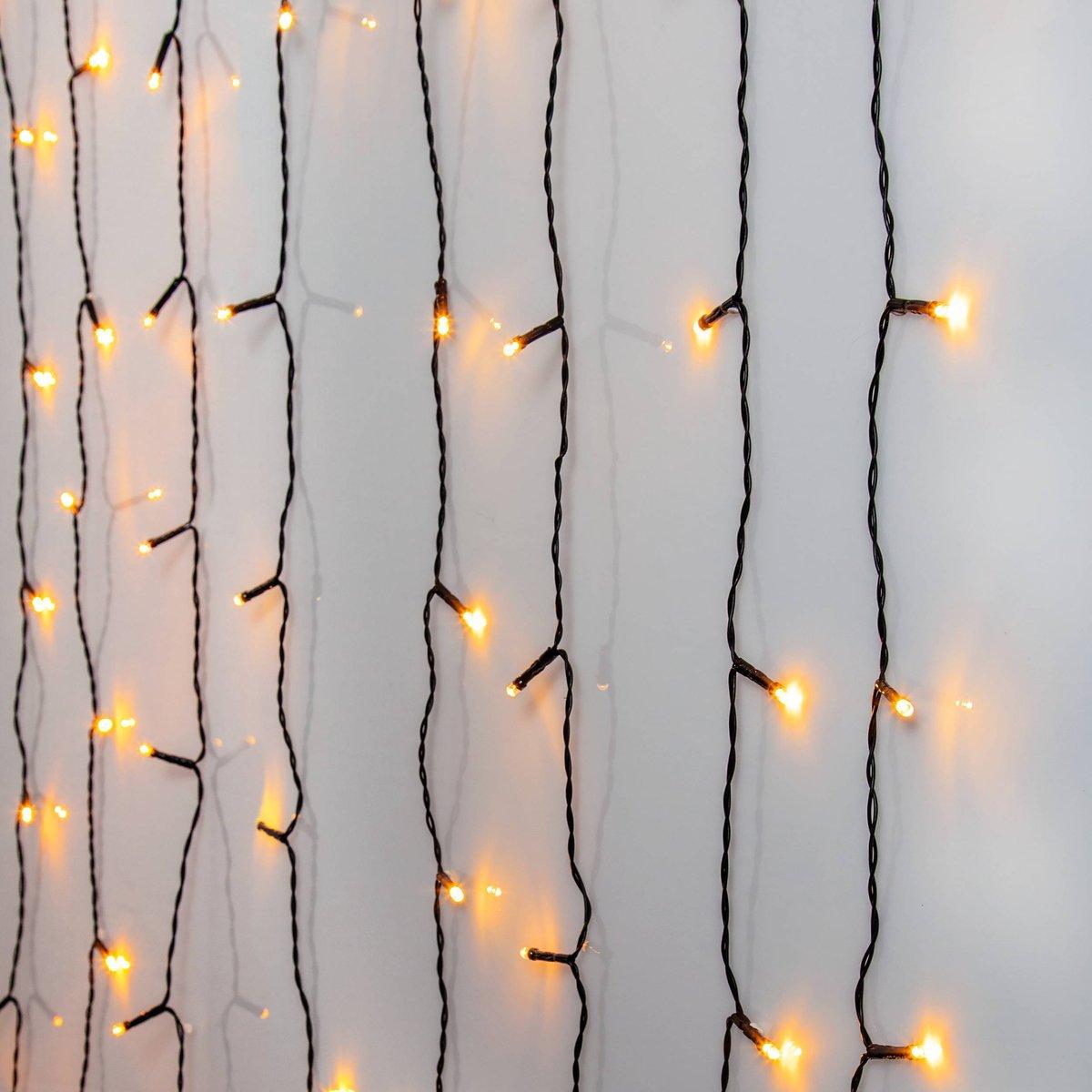 GOLDEN WARM WHITE LED-Lichtervorhang 120 1300x5x2000 Schwarz Transparent