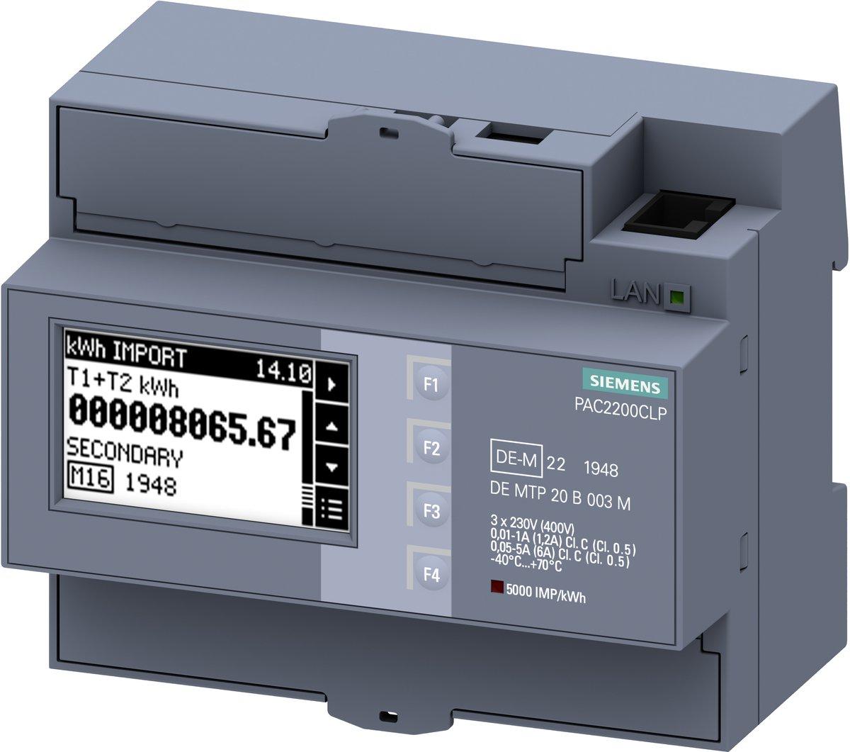 SENTRON Messgerät 7KM PAC2200 3-phasig 5 A Hutschiene Modbus TCP MID CLP