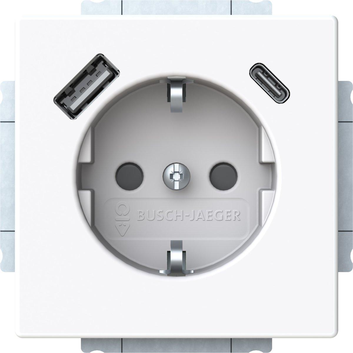 SCHUKO USB-Steckdosen-Einsatz Safety+ mit USB A/C studioweiß - Plattform 63