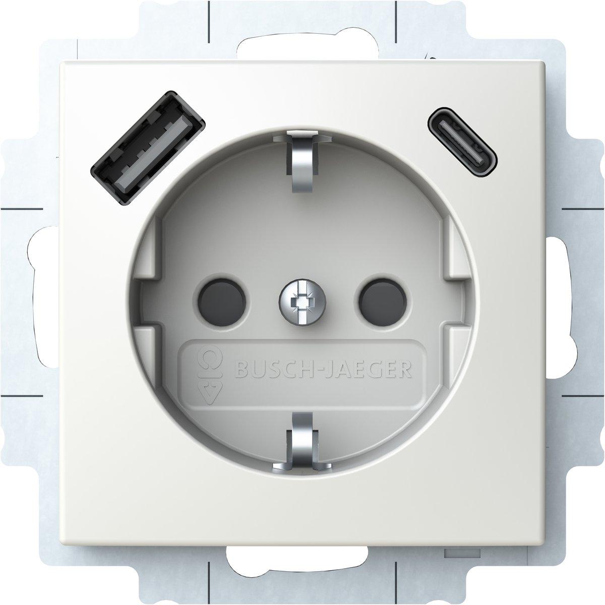 SCHUKO USB-Steckdosen-Einsatz Safety+ mit USB A/C alpinweiß - balance&nbsp;SI