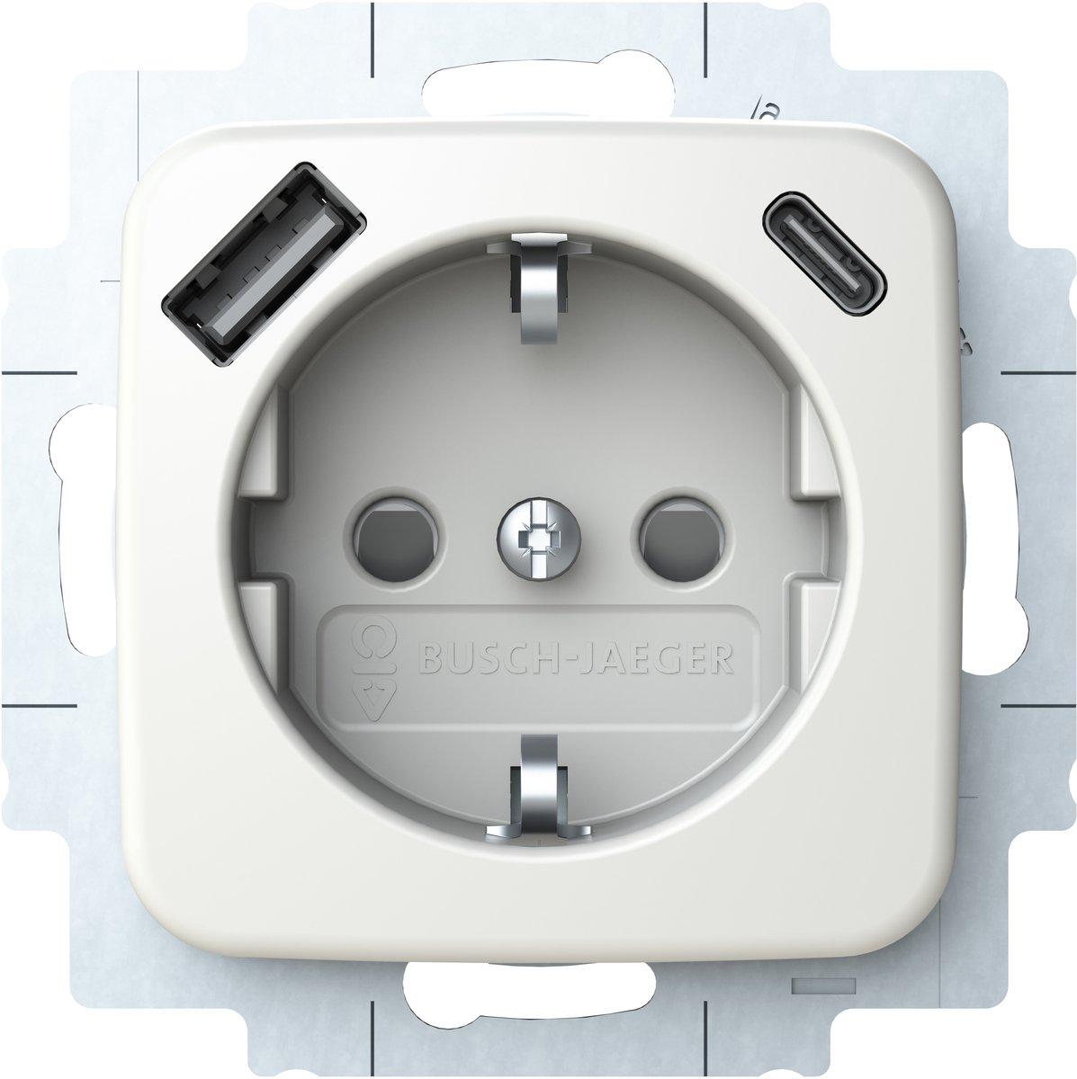 SCHUKO USB-Steckdosen-Einsatz Safety+ mit USB A/C alpinweiß - Reflex SI