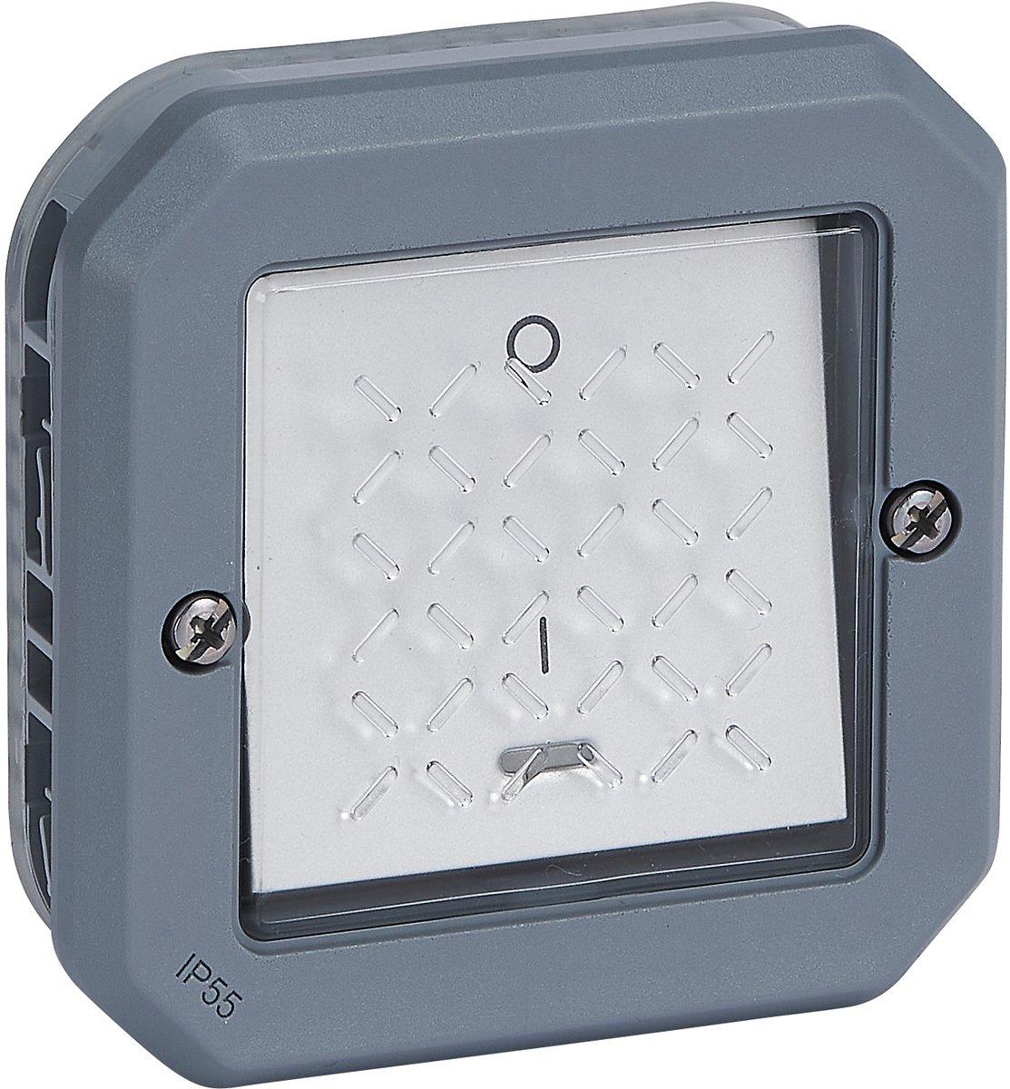 Plexo New Feuchtraum-AP 2-poliger Schalter Kontroll 16 AX Steckklemmen (SL) Grau