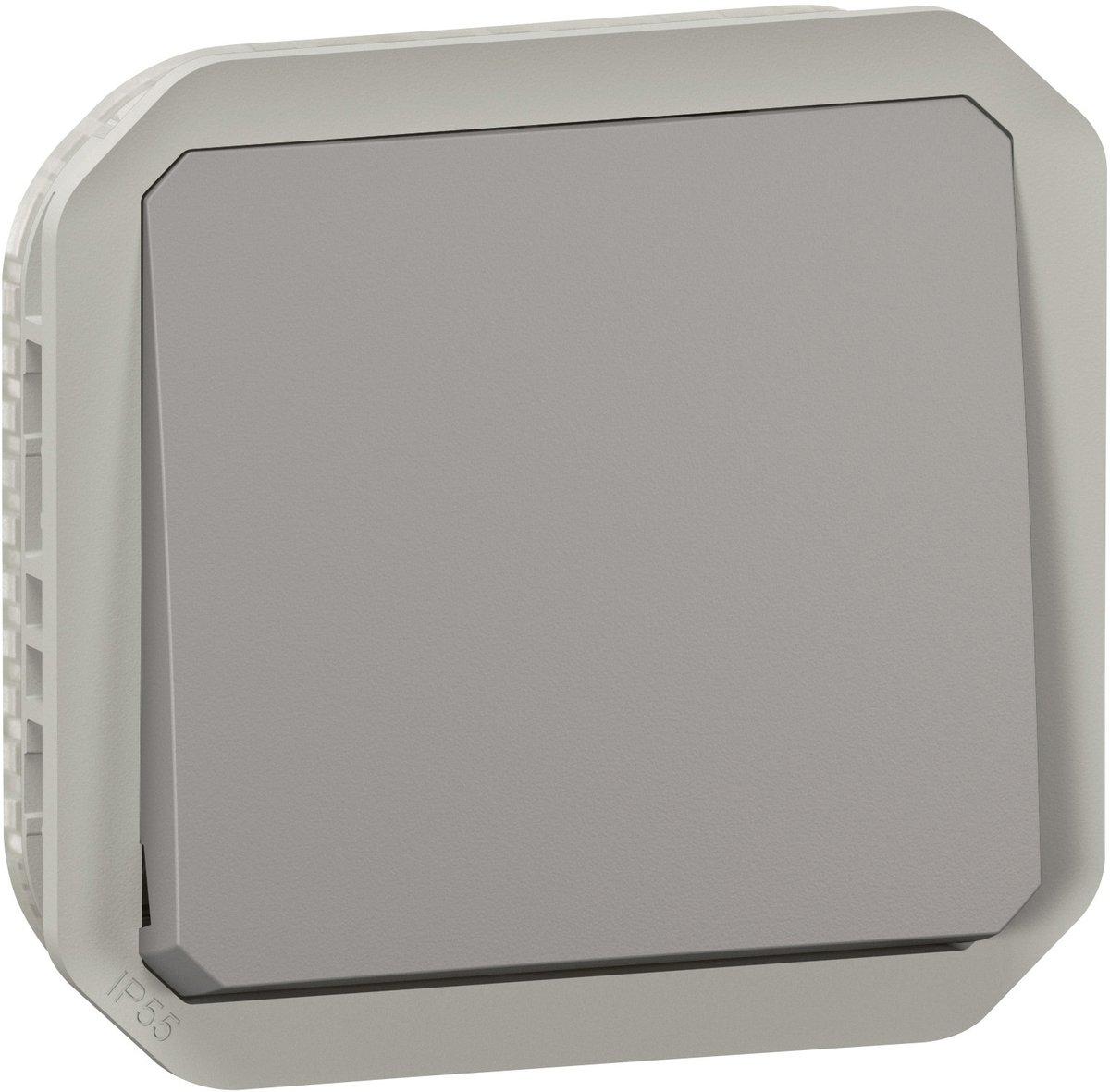 Plexo New Einsatz Taster Wechselkontakt 10 A Steckklemmen (SL) IP55 IK08 Grau
