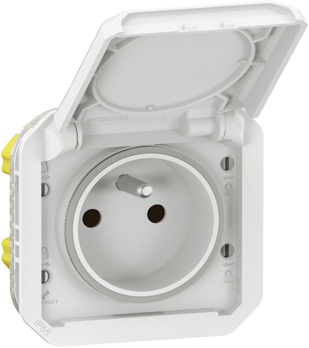 Plexo New Einsatz Steckdose französischer/ belgischer Std. Schraubklemmen weiß