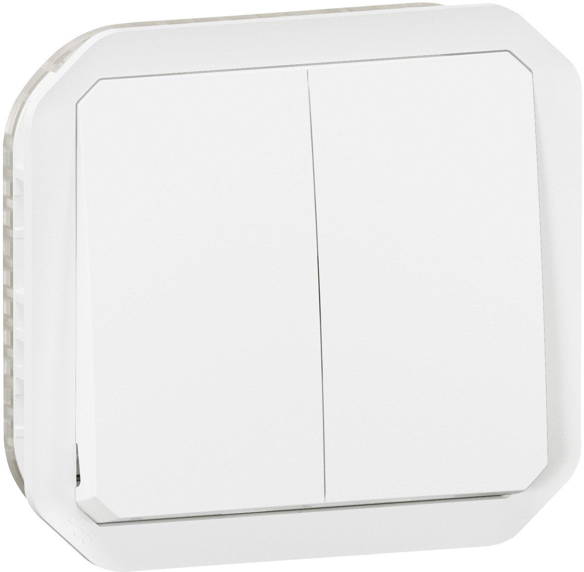 Plexo New Einsatz wahlweise Doppelwechselschalter 10 AX/ Taster 10A Steckklemmen