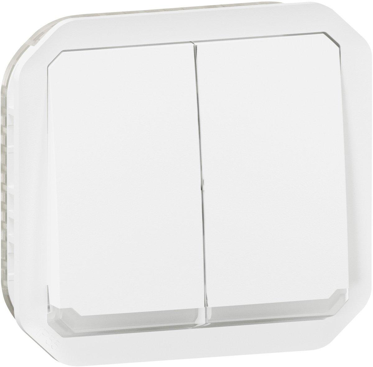 Plexo New Einsatz wahlweise Doppelwechselschalter 10 AX/ Taster beleuchtet 10 A
