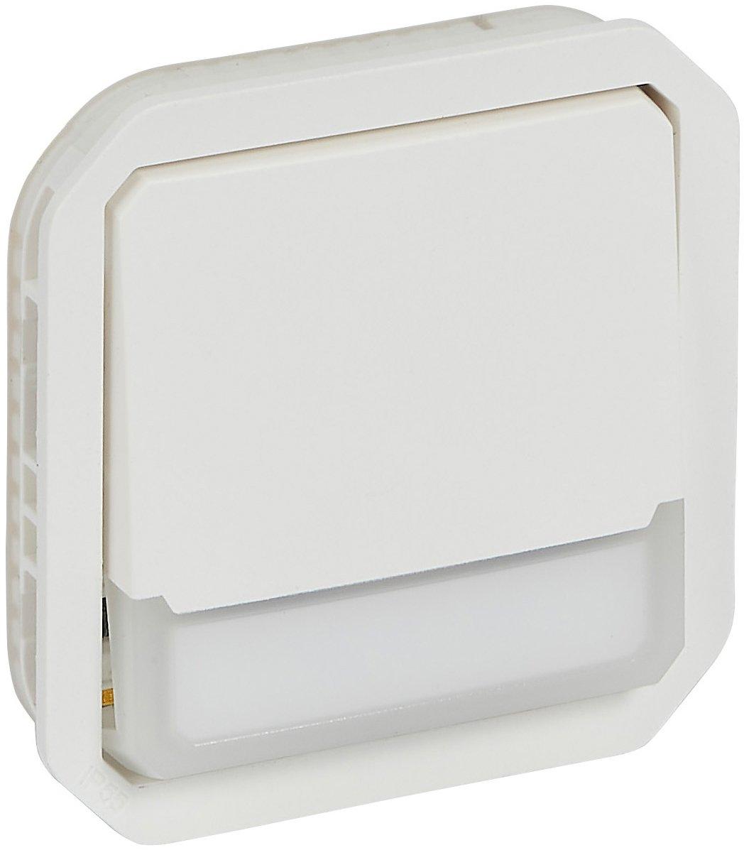 Plexo New Einsatz Taster Wechselkontakt beleuch. mit Beschriftungsfeld 10A weiß