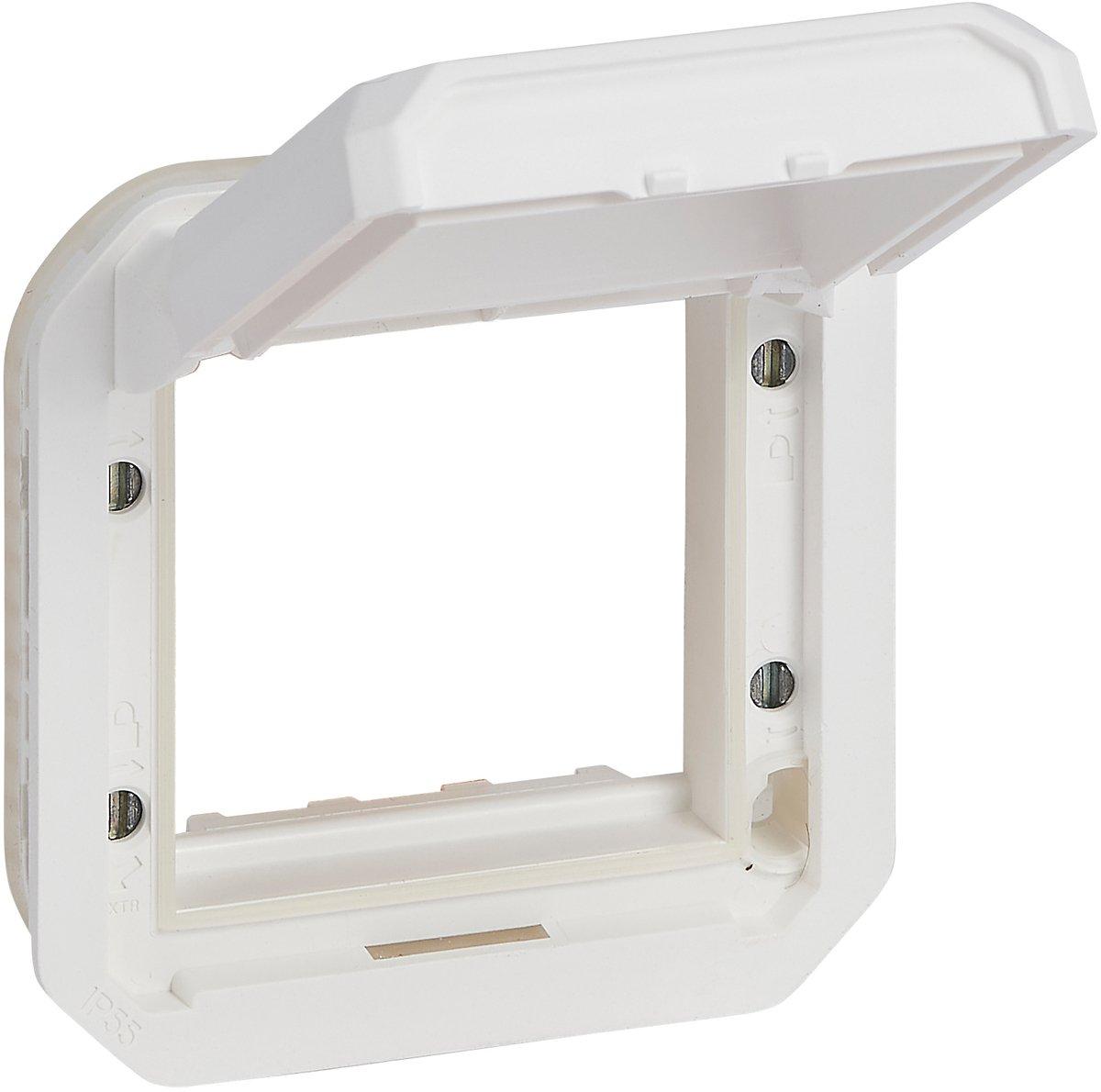 Plexo New Einsatz Mosaic Adapter mit Klappdeckel Ultraweiß