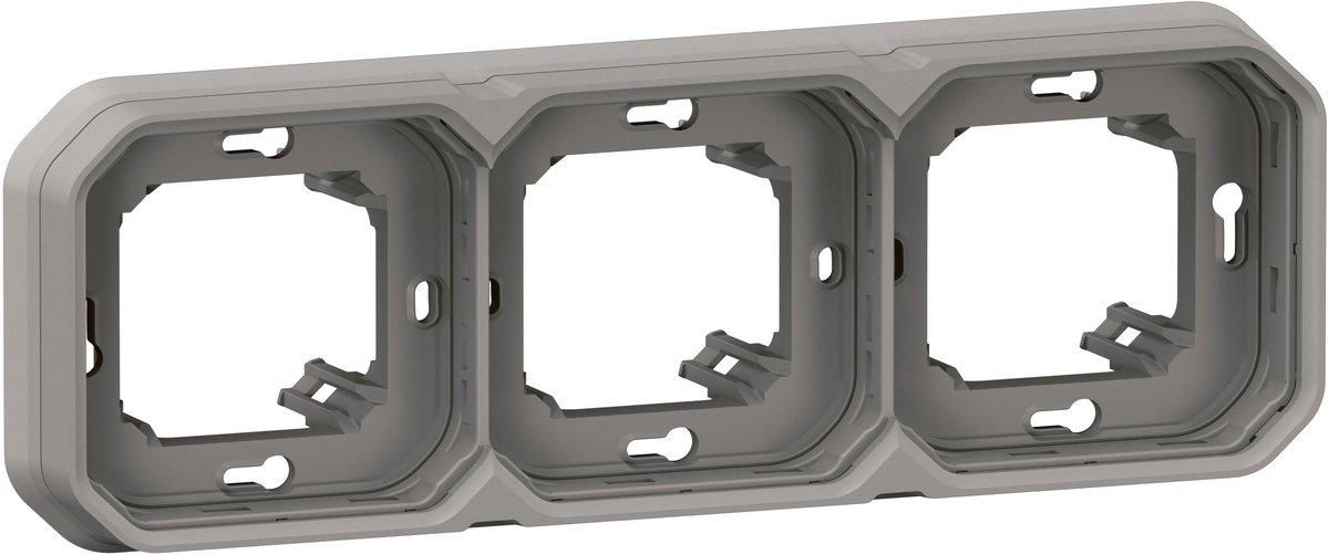 Plexo New Feuchtraum-Unterputz 3-fach Tragring horizontal und vertikal Grau