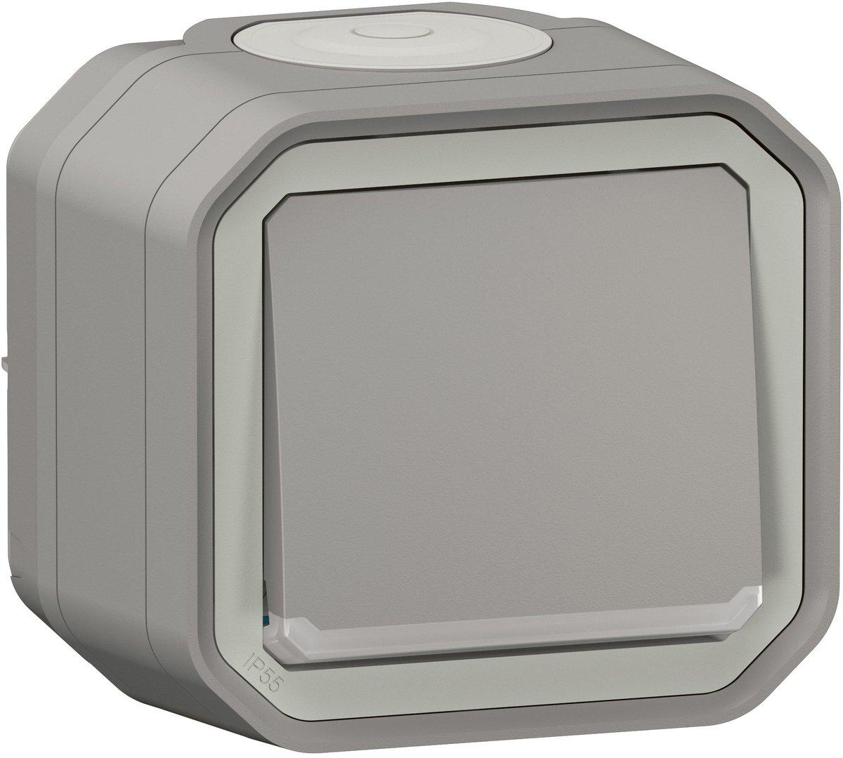 Plexo New Feuchtraum-Aufputz Wechselschalter Kontroll 10 AX Steckklemmen Grau