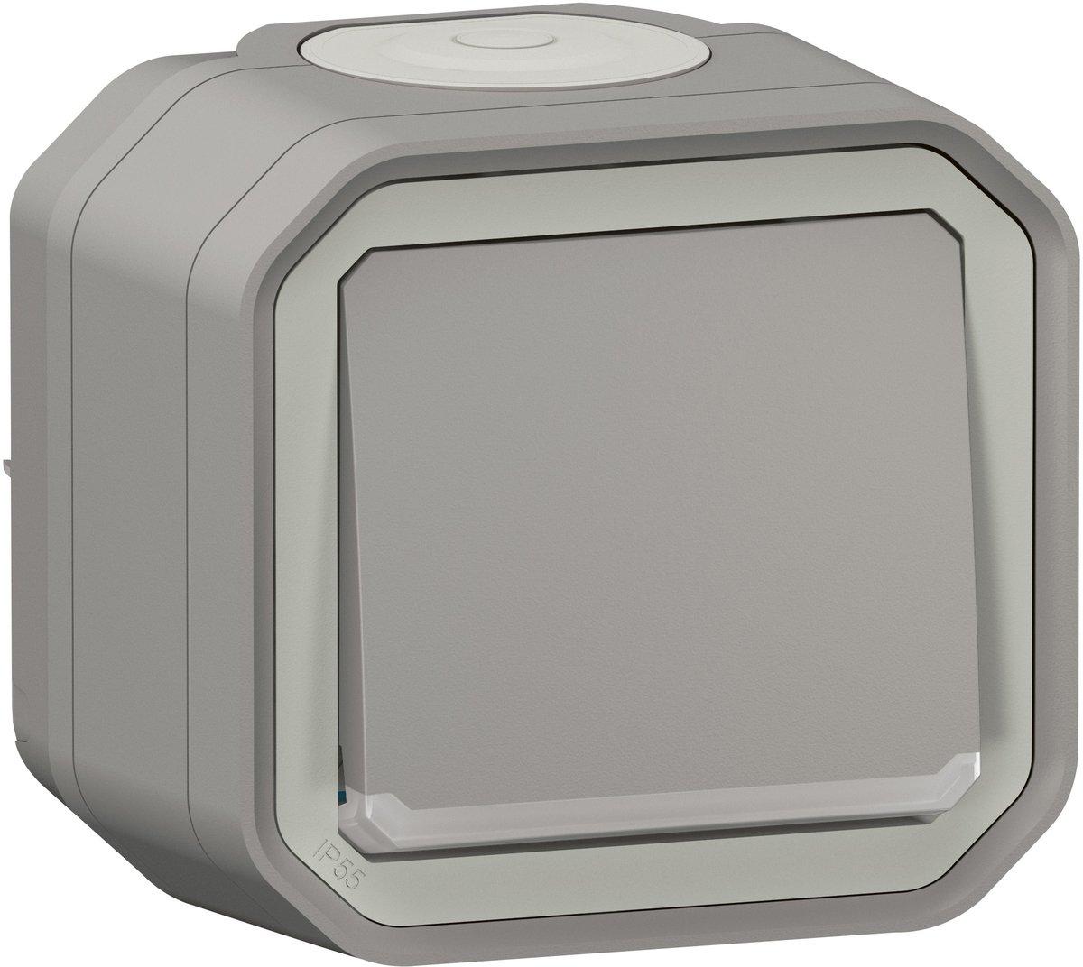 Plexo New Feuchtraum-AP Wechselschalter beleuchtet 10 AX Steckklemmen (SL) Grau