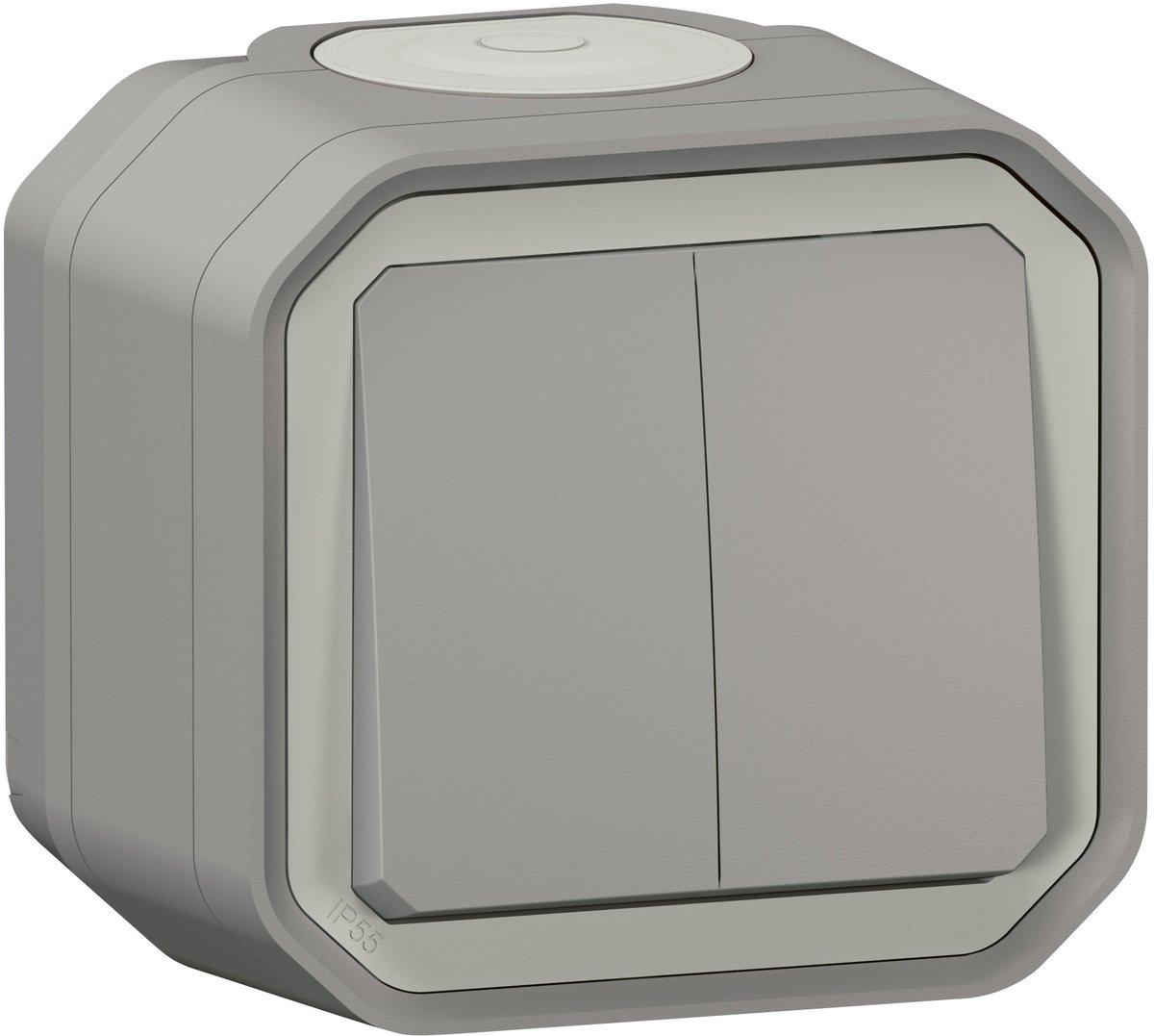 Plexo New Feuchtraum-Aufputz Serienschalter 10 AX Steckklemmen (SL) IP55 Grau