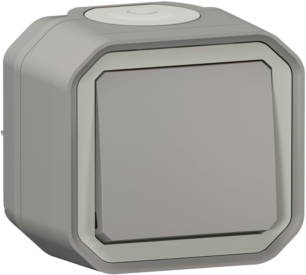 Plexo New Feuchtraum-Aufputz Taster 10 A Steckklemmen (SL) IP55 IK08 Grau