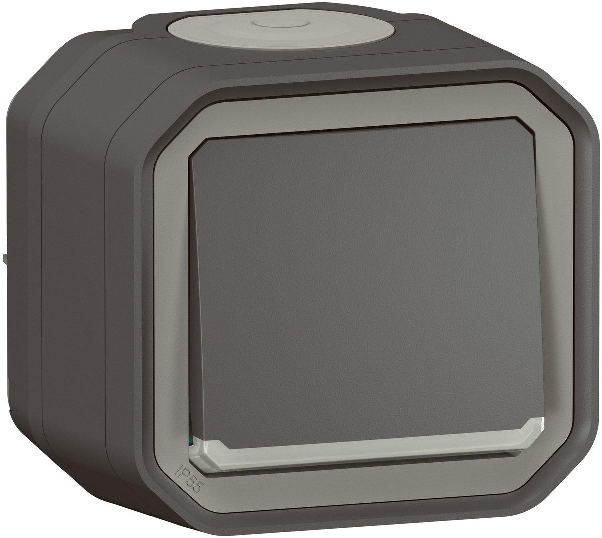 Plexo New Feuchtraum-AP Wechselschalter Kontroll 10 AX Steckklem. (SL) Anthrazit