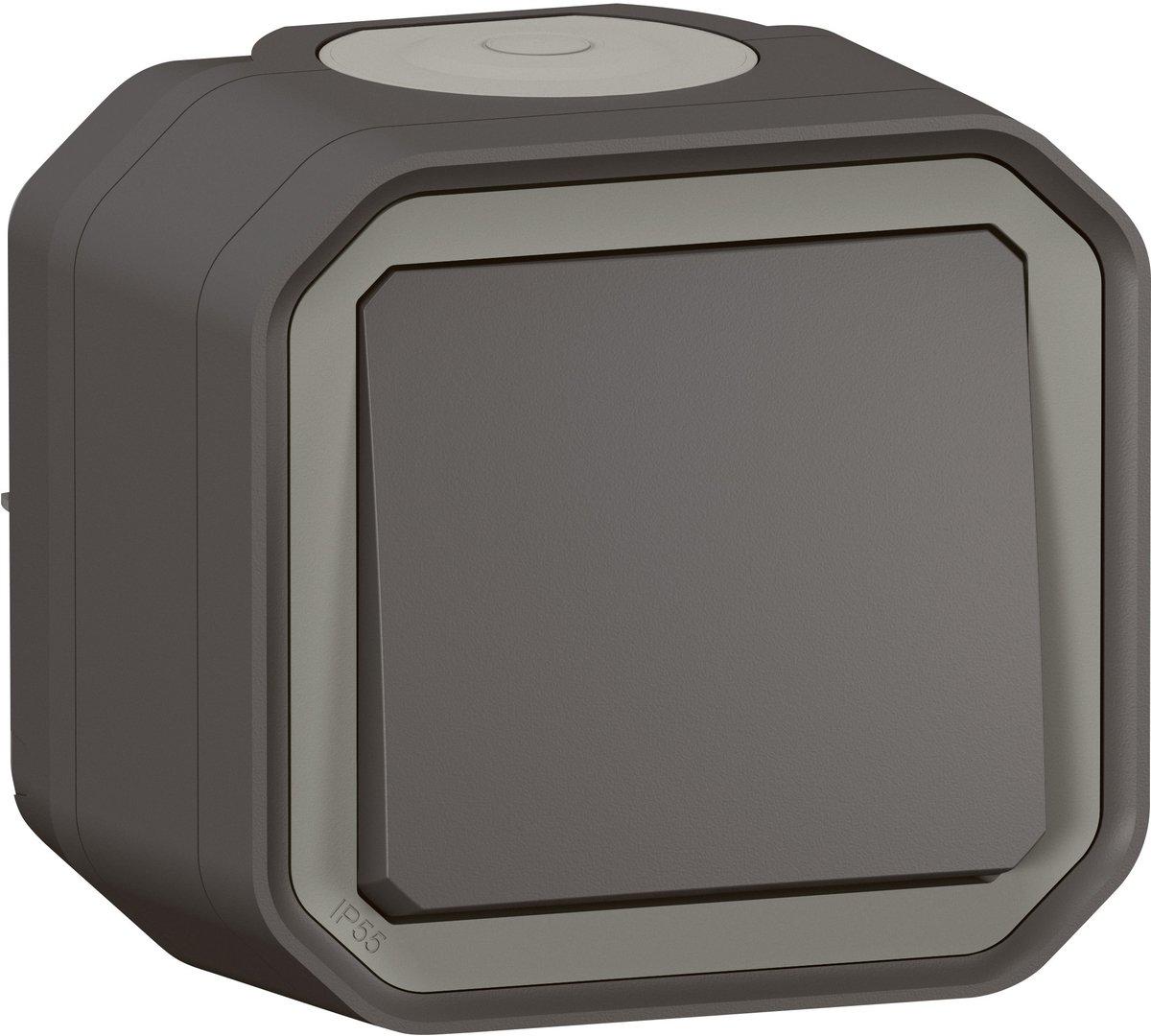 Plexo New Feuchtraum-Aufputz Wechselschalter 10 AX Steckklemmen (SL) Anthrazit