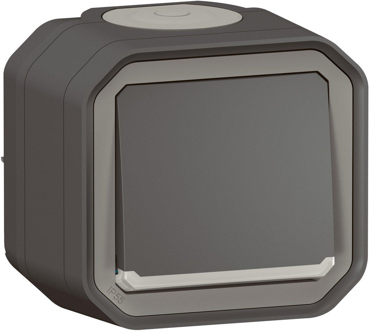 Plexo New Feuchtraum-Aufputz Taster beleuchtet 10 A Steckklemmen (SL) Anthrazit
