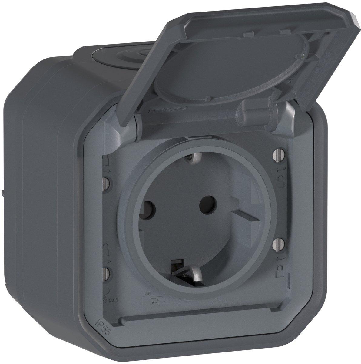 Flexo New Feuchtraum-AP Schuko-Steckdose Anthrazit