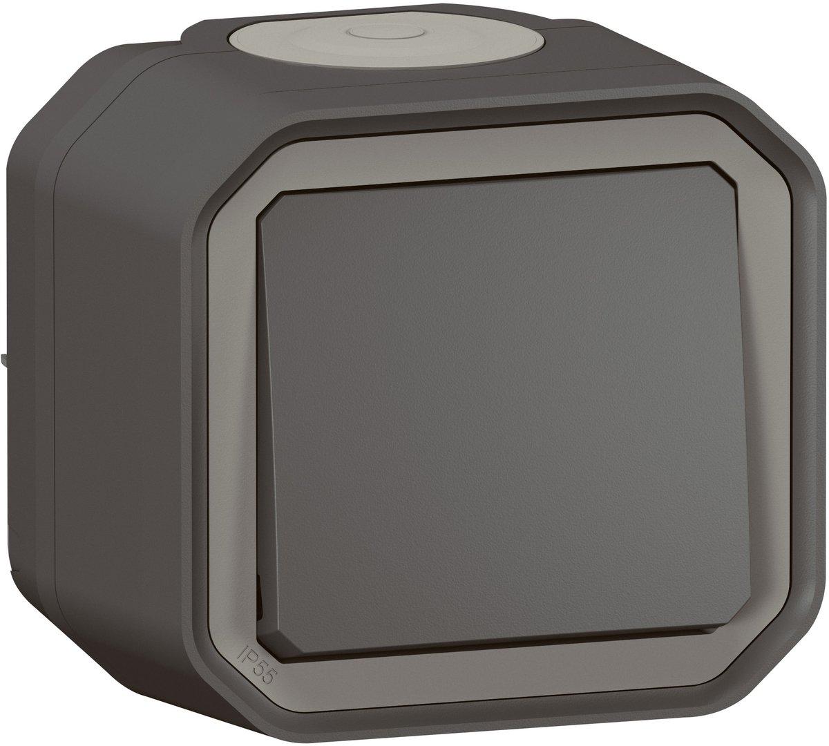 Plexo New Feuchtraum-Aufputz Taster 10 A Steckklemmen (SL) IP55 IK08 Anthrazit