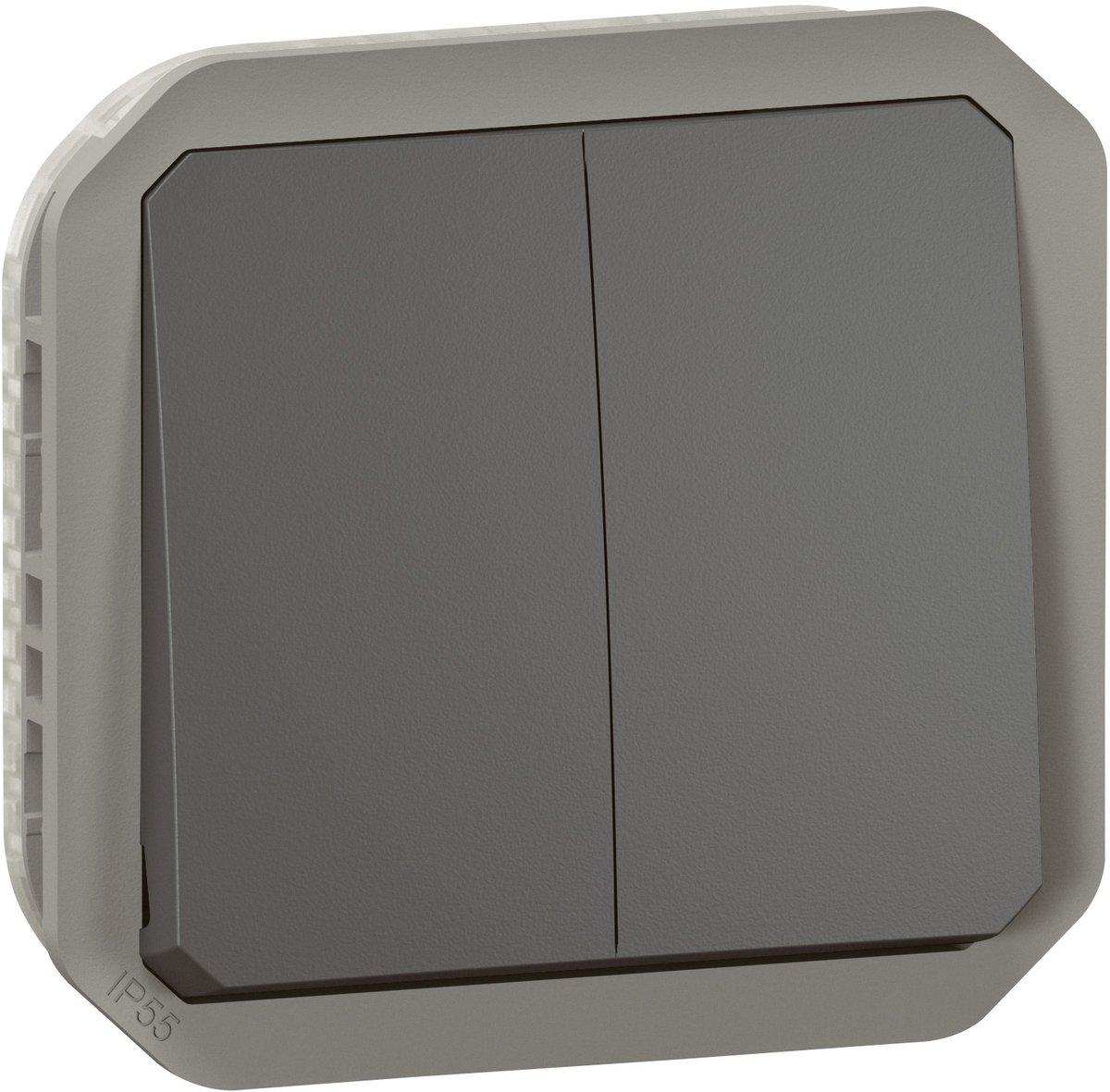 Plexo New Einsatz wahlweise Doppelwechselschalter 10 AX/ Taster 10 A Anthrazit