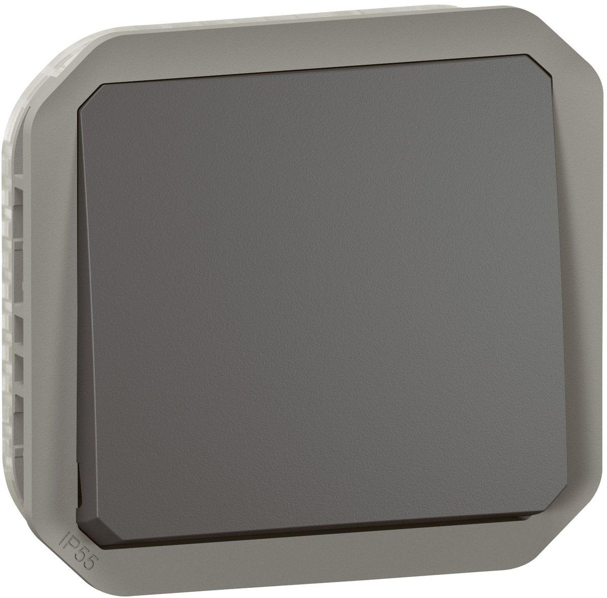 Plexo New Einsatz Taster 10 A Steckklemmen (SL) IP55 IK08 Anthrazit