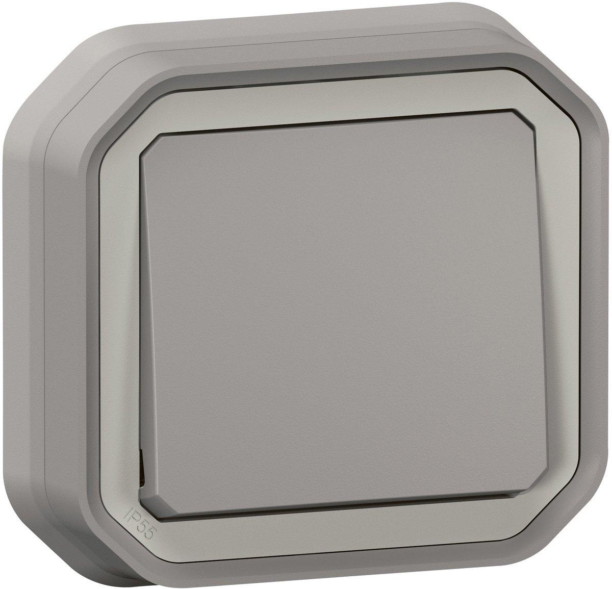 Plexo New Feuchtraum-Unterputz Taster 10 A Steckklemmen (SL) Grau