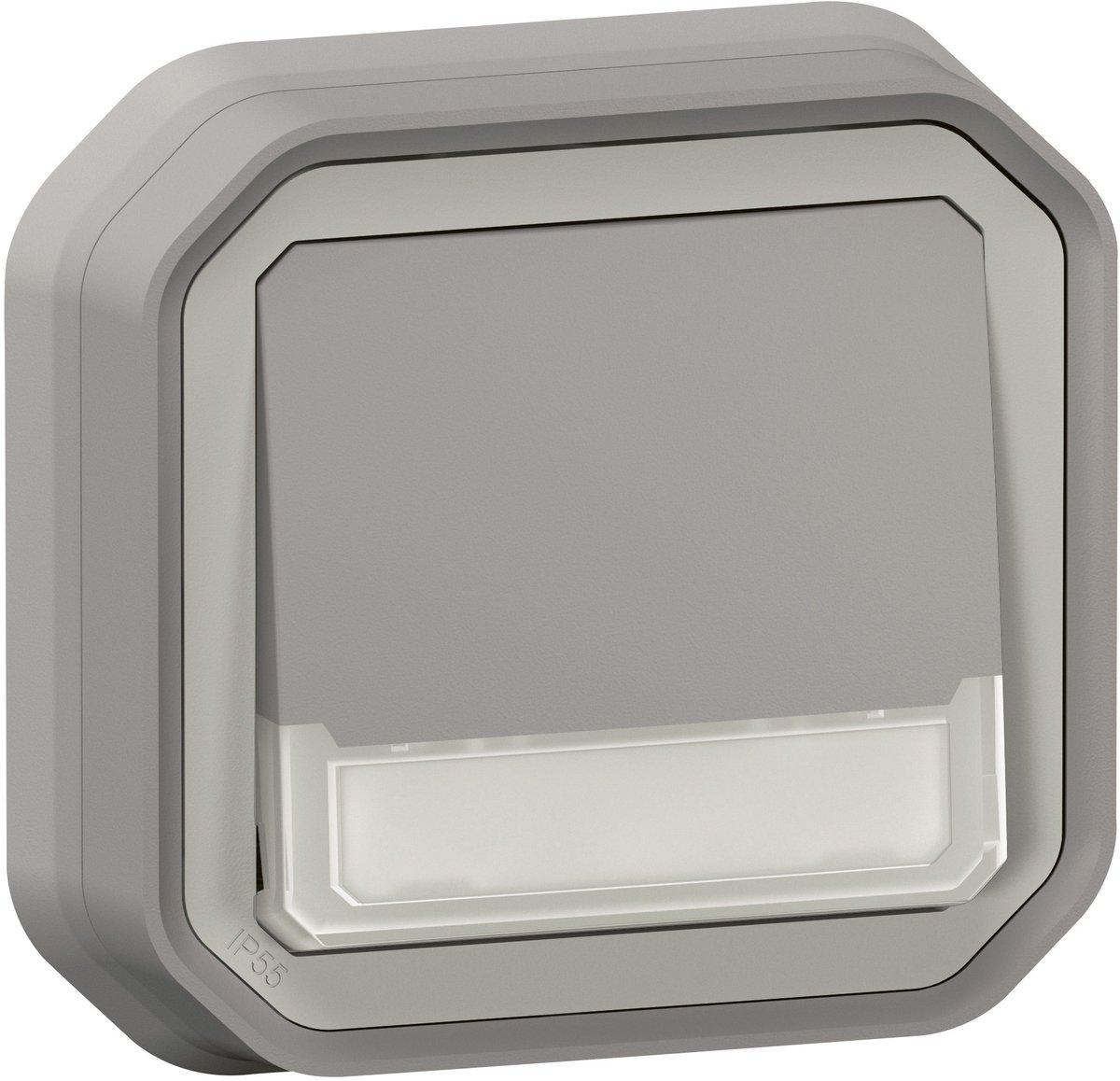 Plexo New Feuchtraum-Unterputz Taster Wechselkontakt beleuchtet 10 A Grau