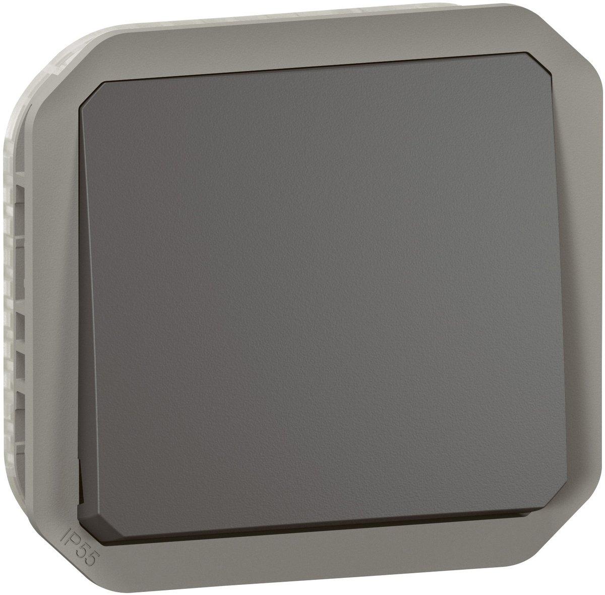 Plexo New Einsatz Taster Wechselkontakt 10 A Steckklemmen (SL) IP55 Anthrazit