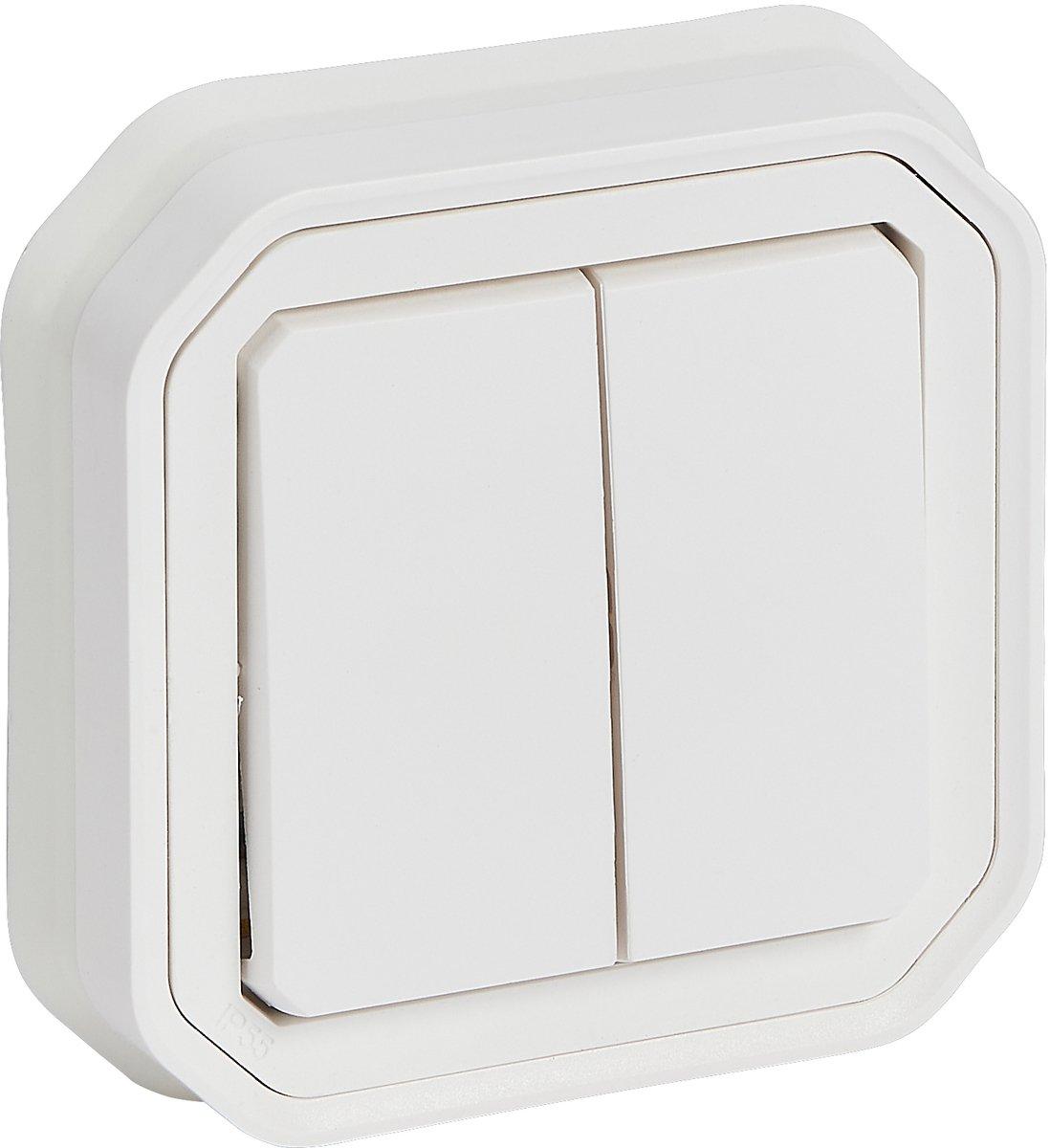 Plexo New Feuchtraum-Unterputz wahlweise Doppelwechselschalter 10AX/ Taster 10A