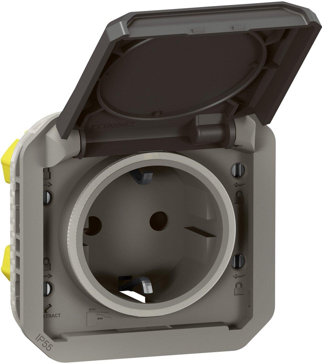 Plexo New Einsatz Schutzkontakt-Steckdose Steckklemmen erh. Berührungsschutz IP44