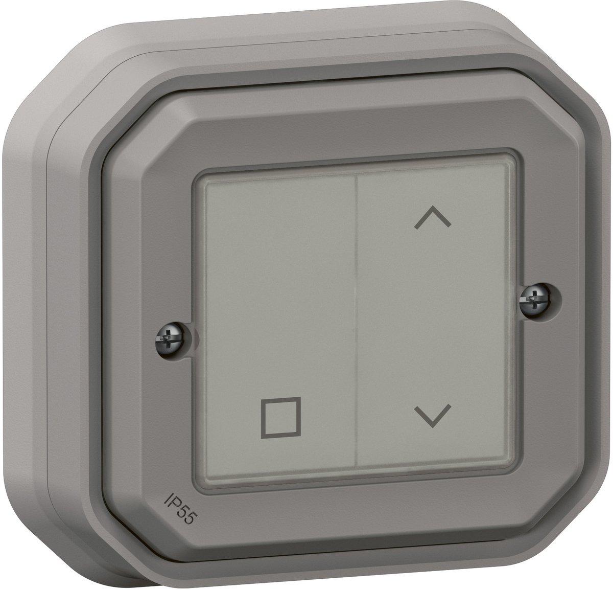 PlexoNew with Netatmo Feuchtraum Draht- und batterieloser Rollladenschalter Grau