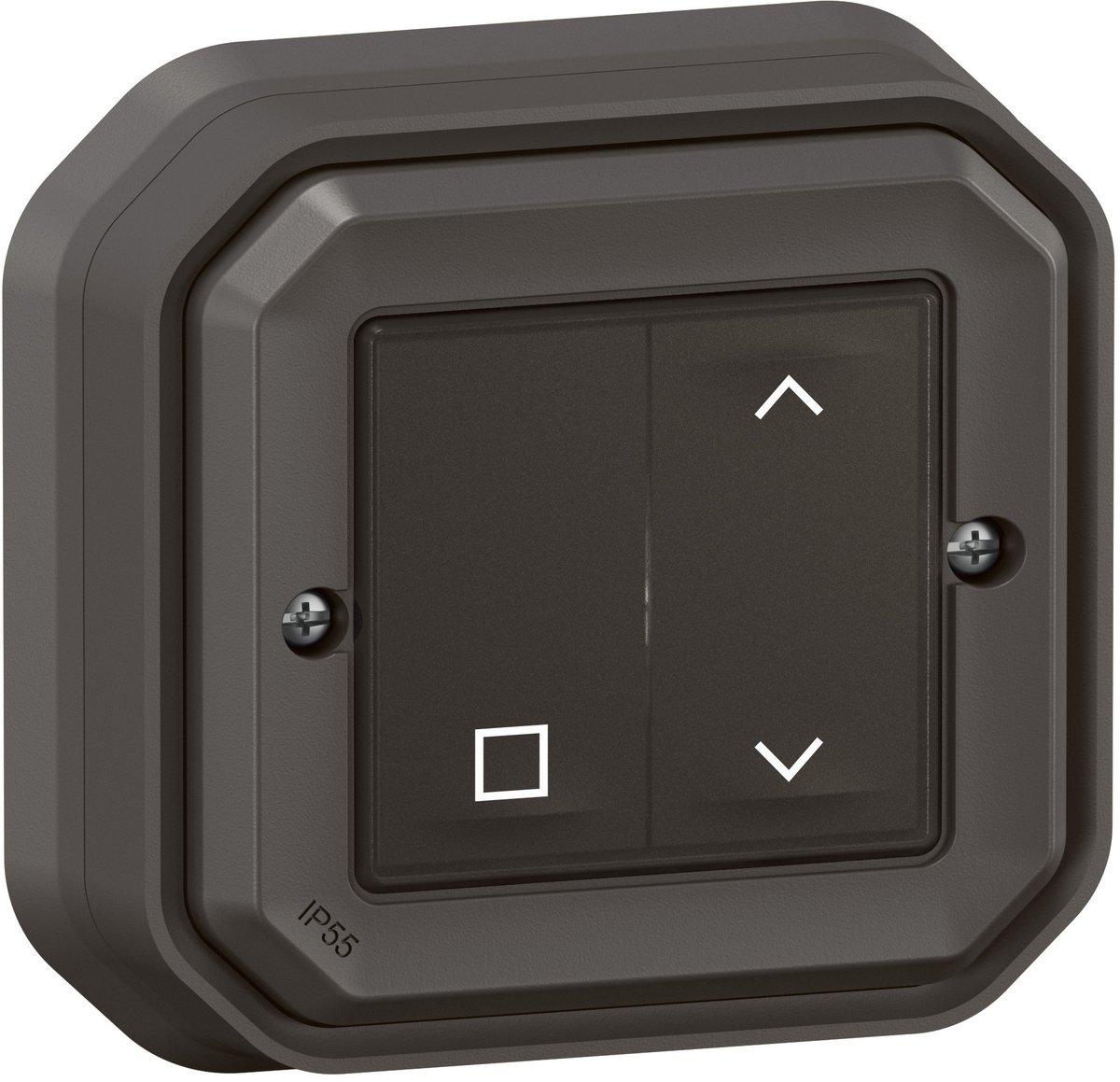 PlexoNew with Netatmo Feuchtraum Draht- batterieloser Rollladenschalter Anthraz.