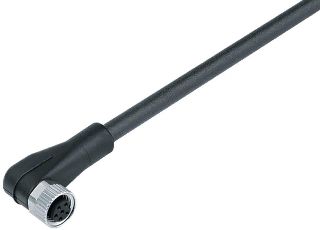 M8 Winkeldose 3-polig ungeschirmt Kabel angespritzt PUR schwarz 3x0,34 mm² 5 m