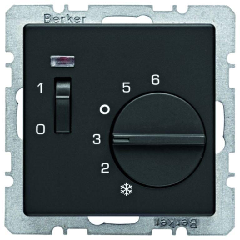Raumtemperaturregler mit Schalter/Öffner 230 V schwarz matt