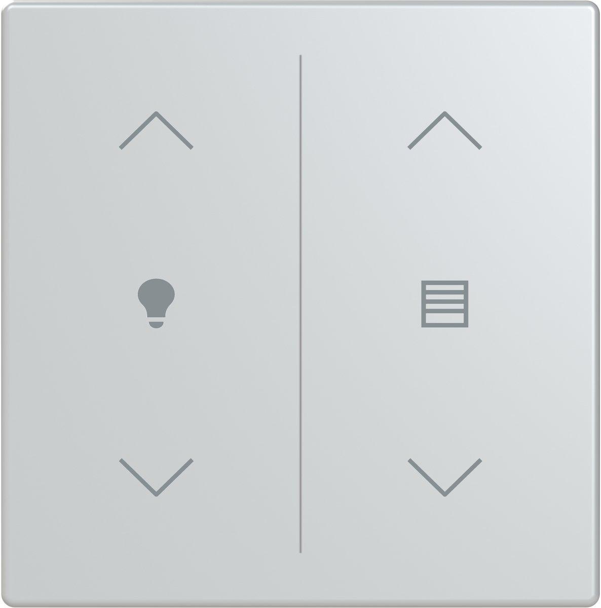 Abdeckung 2-fach Trevion Keypad / Symbol Dimmen/Jalousie alusilber Plattform 63