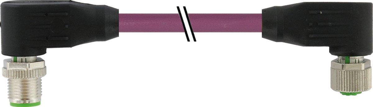 M12 St. 90° / M12 Bu. 90° B-kod. geschirmt