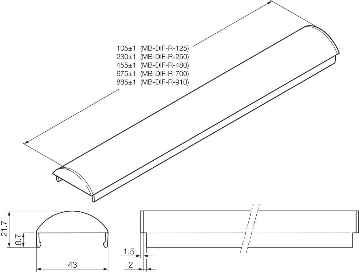 Diffusorscheibe 885 mm 43 mm MB-DIF-R-910