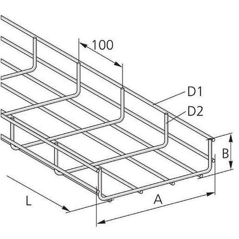 Gitterkanal verzinkt U-Form 60 x 60mm