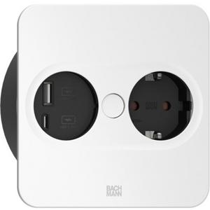 Einbausteckdose TWIST 2 1xCEE7/3 1xUSB A/C 22W 2,0m AEH RAL9010 30GE eckig