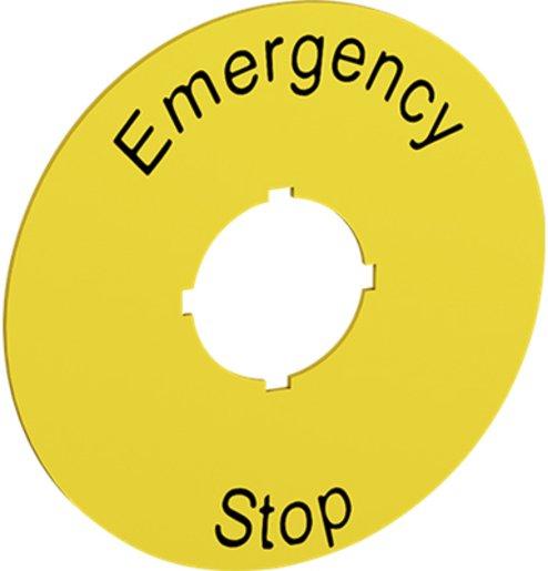 Schild Not-Aus-Schild:Emergency Stop D=70mm Text schwarz Kunstst-Schild gelb