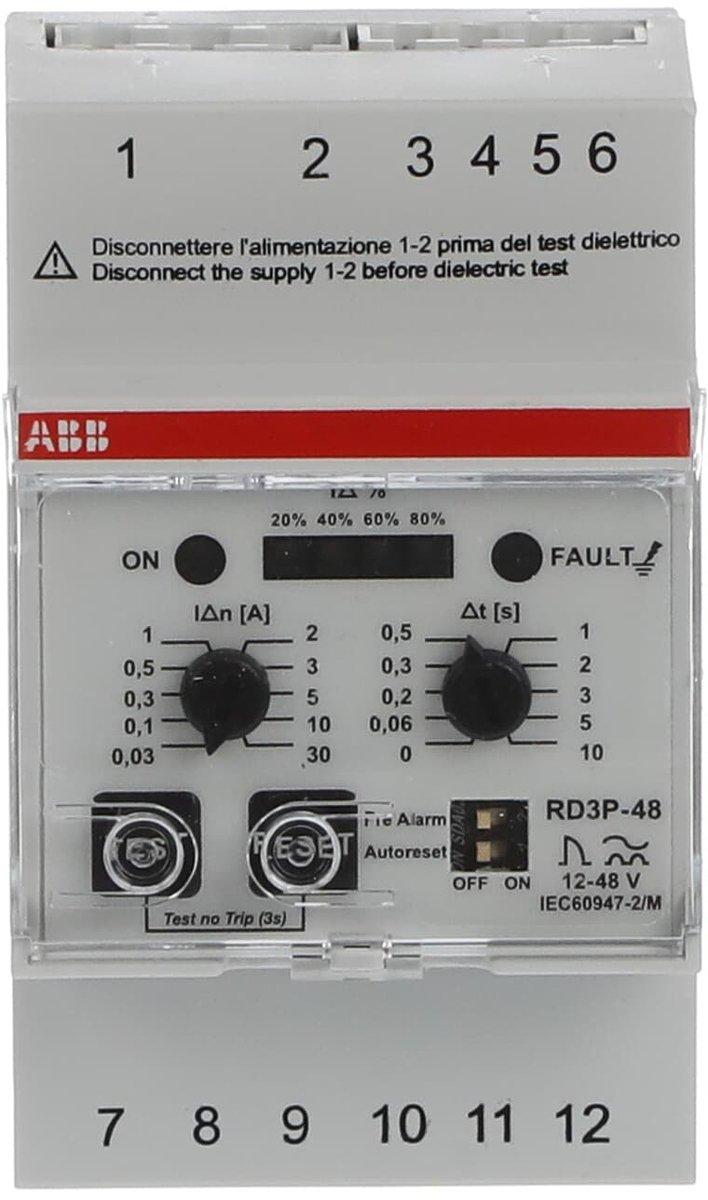 Differenzstromrelais RCM Typ A 12-48VAC/DC mit Frequenzfilt Voralarm LED-Balken