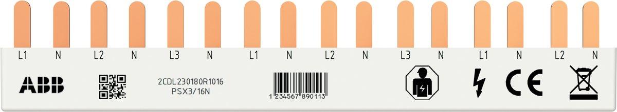 FlexLine Phasenschiene 3-phasig 10mm² 16 Pins