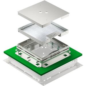 Kassette für fugenlose Böden eckig Schnurauslass 243x243x83 Edelstahl rostfrei