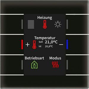 KNX Glastaster II Smart mit Farbdisplay und Temperatursensor Schwarz